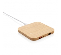 10W Wireless-Charger mit USB aus Bambus bedrucken