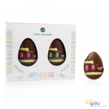 Bild des Werbegeschenks:Easter goodies - 2 chocolade ei figuurtjes Chocolade paasfiguurtjes