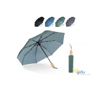 Bild des Werbegeschenks:21” faltbarer Regenschirm aus R-PET -Material mit Automatiköffnung