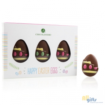 Bild des Werbegeschenks:Easter Goodies - 3 chocolade ei figuurtjes Chocolade paasfiguurtjes
