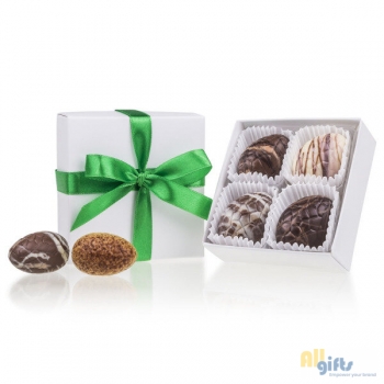 Bild des Werbegeschenks:White XS met chocolade paaseitjes Chocolade paaseitjes