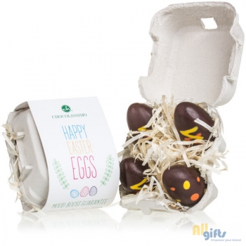 Bild des Werbegeschenks:Happy Eggs Quartet - Chocolade paaseitjes Chocolade paasfiguurtjes