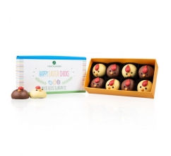 8 Happy Easter Chicks - Pralines Chocolade paaspralines bedrucken