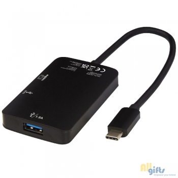 Bild des Werbegeschenks:ADAPT Typ-C Multimediaadapter aus Aluminium (USB-A/Typ-C/HDMI)