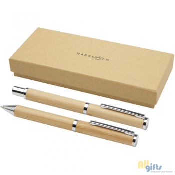 Bild des Werbegeschenks:Apolys Kugelschreiber und Tintenroller Geschenkset aus Bambus 