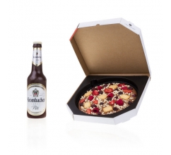 Bier en Pizza set van chocolade Chocolade figuurtjes bedrucken