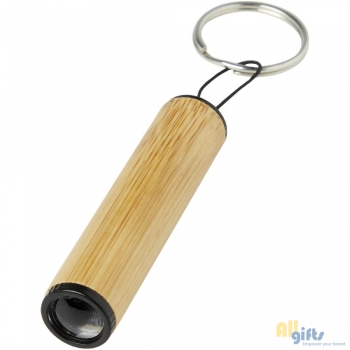 Bild des Werbegeschenks:Cane Schlüsselring mit Licht, aus Bambus