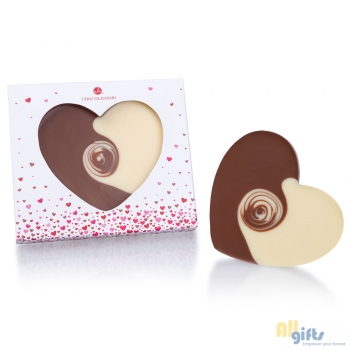 Bild des Werbegeschenks:ChocoHeart - Hart van witte en melkchocolade Chocolade tablet