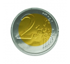 Chocolade munt 2 Euro 7,5 cm bedrucken