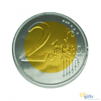 Bild des Werbegeschenks:Chocolade munt 2 Euro 7,5 cm