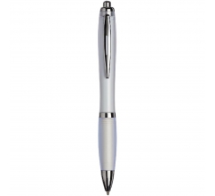 Curvy ballpoint pen with frosted barrel and grip bedrucken