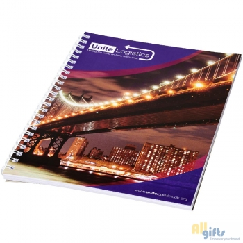 Bild des Werbegeschenks:Desk-Mate® A4 Spiralnotizbuch mit bedruckter Rückseite