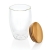 Doppelwandiges Borosilikatglas mit Bambusdeckel 350ml transparant