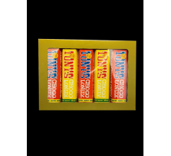 Geschenkdoos met 5 kleine Tony Chocolonely repen bedrucken