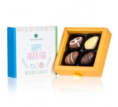 4 chocolade paaseitjes - Happy Easter Chocolade paaseitjes bedrucken