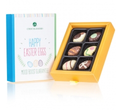 6 chocolade paaseitjes - Happy Easter Chocolade paaseitjes bedrucken