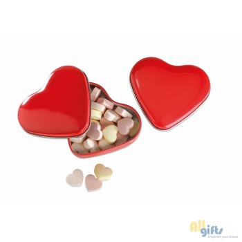 Bild des Werbegeschenks:Herzdose mit Bonbons