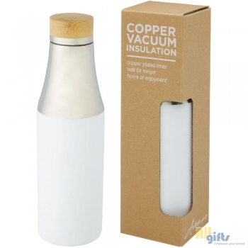 Bild des Werbegeschenks:Hulan 540 ml Kupfer-Vakuum Isolierflasche mit Bambusdeckel