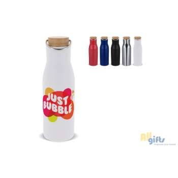 Bild des Werbegeschenks:Isolier-Flasche mit Bambusdeckel, 500ml