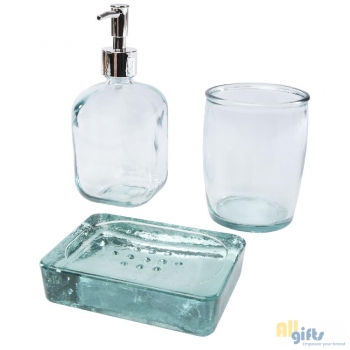 Bild des Werbegeschenks:Jabony 3-teiliges Badezimmer-Set aus recyceltem Glas
