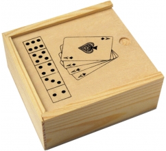 Karten und Würfelspiel in Holzbox Myriam bedrucken