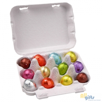 Bild des Werbegeschenks:Kartonnen eierdoos 12 eitjes met etiket of banderol