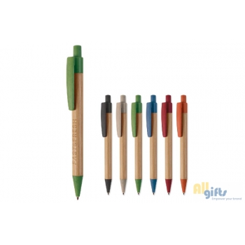 Bild des Werbegeschenks:Kugelschreiber Bambus mit Weizenstroh Elementen