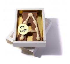 Luxe Chocoladeletter 240 gr. met logo A t/m Z bedrucken