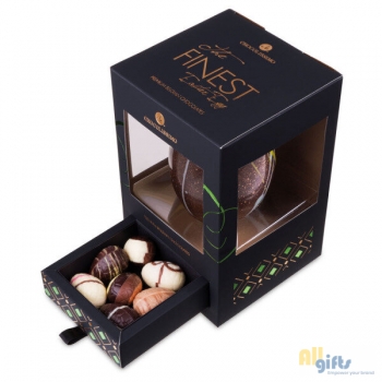 Bild des Werbegeschenks:Luxe paasei - Puur - Met chocolade paaseitjes Chocolade ei en chocolade paaseitjes