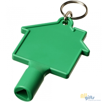 Bild des Werbegeschenks:Maximilian Universalschlüssel in Hausform als Schlüsselanhänger