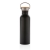 Moderne Stainless-Steel Flasche mit Bambusdeckel zwart