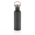 Moderne Stainless-Steel Flasche mit Bambusdeckel grijs