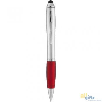 Bild des Werbegeschenks:Nash Stylus Kugelschreiber silbern mit farbigem Griff