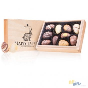 Bild des Werbegeschenks:Premiere Mini - Easter - Chocolade paaseitjes Chocolade paaseitjes in houten kistje