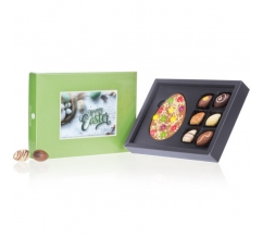 Pasen ChocoPostcard - Midi - Chocolade paaseitjes Paaseitjes en chocolade met wenskaa bedrucken