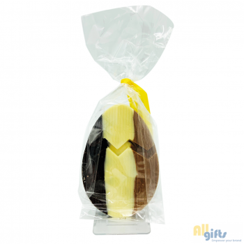 Bild des Werbegeschenks:Paasei tablet in transparant zakje met geel lint