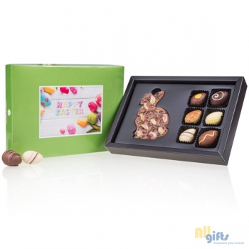 Bild des Werbegeschenks:Easter ChocoPostcard Midi Rabbit - Chocolade en paaseitjes Chocolade tablet en paasei