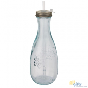 Bild des Werbegeschenks:Polpa Flasche mit Trinkhalm aus recyceltem Glas 