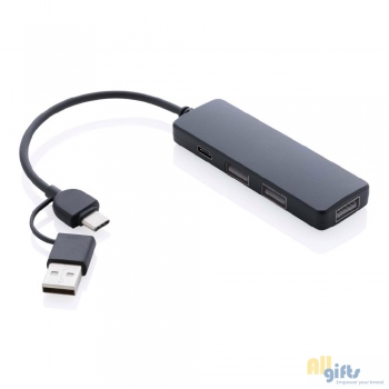 Bild des Werbegeschenks:RCS recycelter USB-Hub mit Dual-Input