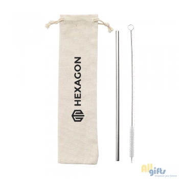 Bild des Werbegeschenks:Reusable 1 piece ECO Straw Set Strohalme aus Edelstahl