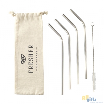 Bild des Werbegeschenks:Reusable 4 pieces ECO Straw Set Strohalme aus Edelstahl
