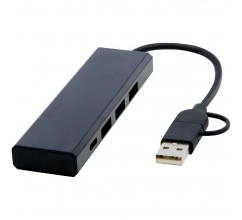 Rise USB 2.0 Hub aus recyceltem RCS Aluminium bedrucken