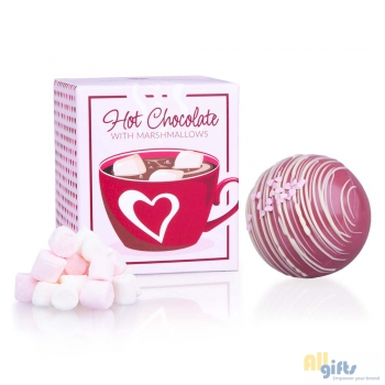 Bild des Werbegeschenks:Ruby chocolade bal met mini-marshmallows - Melkchocolade Ruby chocolademelk