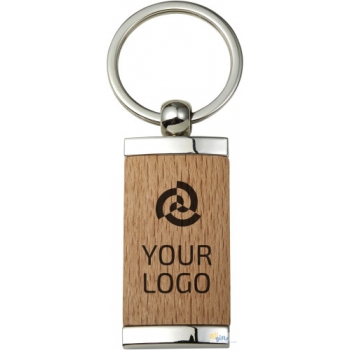 Bild des Werbegeschenks:Schlüsselanhänger aus Metall & Holz Jennie