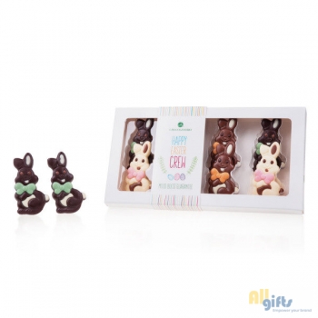 Bild des Werbegeschenks:Set chocolade Paashazen Chocolade paasfiguurtjes