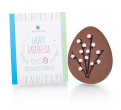 Happy Easter Egg met wilgentakjes - Chocolade Chocolade paasfiguurtje bedrucken