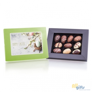 Bild des Werbegeschenks:Easter Postcard Petit - Chocolade paaseitjes Chocolade paaseitjes met postkaart