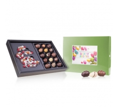 Pasen - ChocoPostcard - Maxi - Puur - Met chocolade paaseitjes Paaschocolade en een p bedrucken