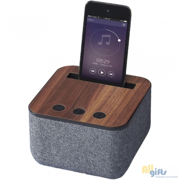 Bild des Werbegeschenks:Shae Stoff und Holz Bluetooth® Lautsprecher