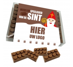 SINT Doosje met 10 chocolade speelgoed blokjes bedrucken